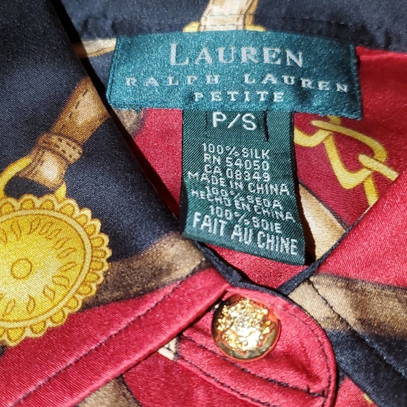 Lauren by Ralph Lauren Petite Vintage silk riding top size Small petite - Picture 5 of 6
